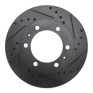 Toyota Hilux Brake Rotor (1) - Front Right - R1 Concepts - Drilled & Slotted - Black - `09-`15
